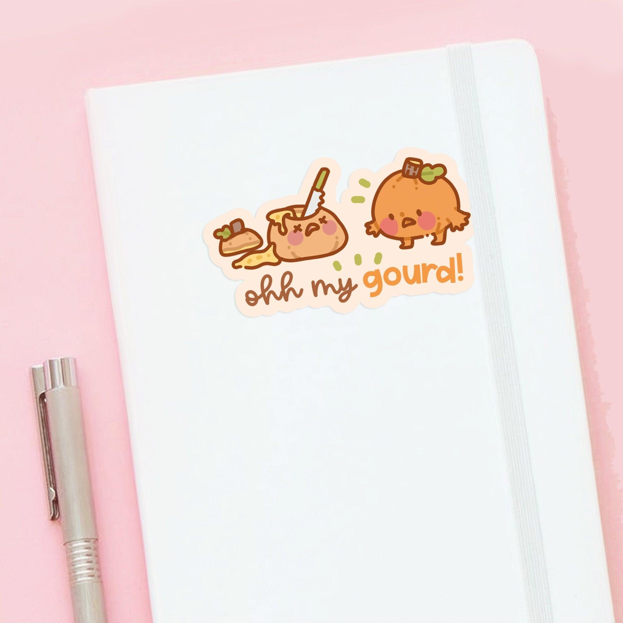 Ohh My Gourd Vinyl Sticker | Kawaii Pumpkin Pun Katnipp character product