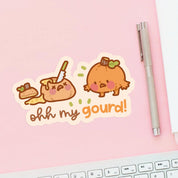 Ohh My Gourd Vinyl Sticker | Kawaii Pumpkin Pun Katnipp character product