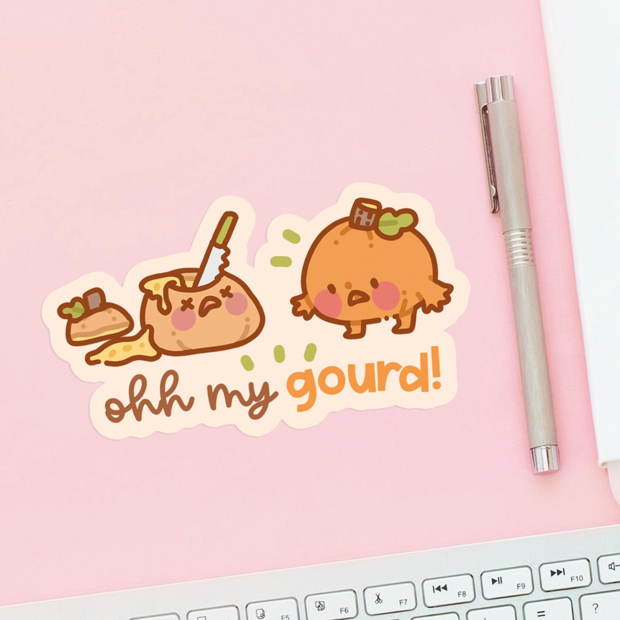 Ohh My Gourd Vinyl Sticker | Kawaii Pumpkin Pun Katnipp character product