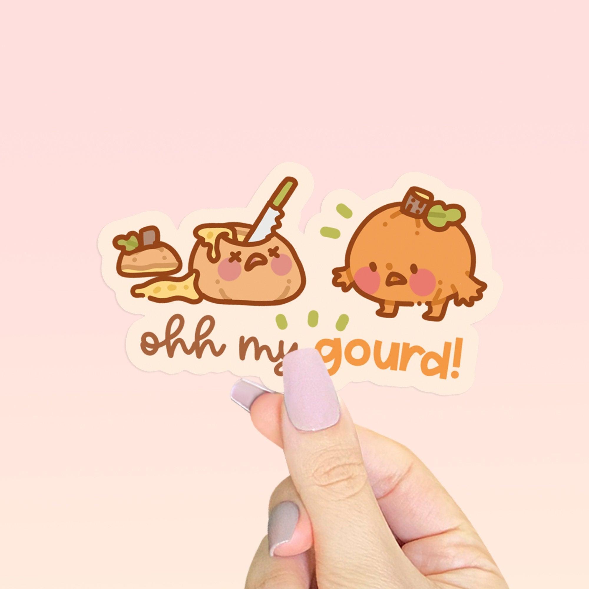 Ohh My Gourd Vinyl Sticker | Kawaii Pumpkin Pun Katnipp character product