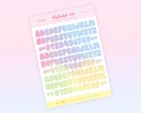 Conjunto de alfabetos de mezcla pastel degradado sin contorno Polco Deco Planner pegatinas ~ POLC 013