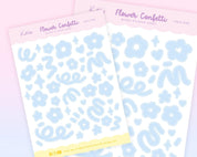 Pastel Blue Flower Confetti Sticker Sheet | Polco Deco Planner Stickers for Journals | POLC 002 Katnipp character product