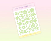 Pastel Green Flower Confetti Sticker Sheet | Kawaii Polco Planner Stickers | POLC003 Katnipp character product