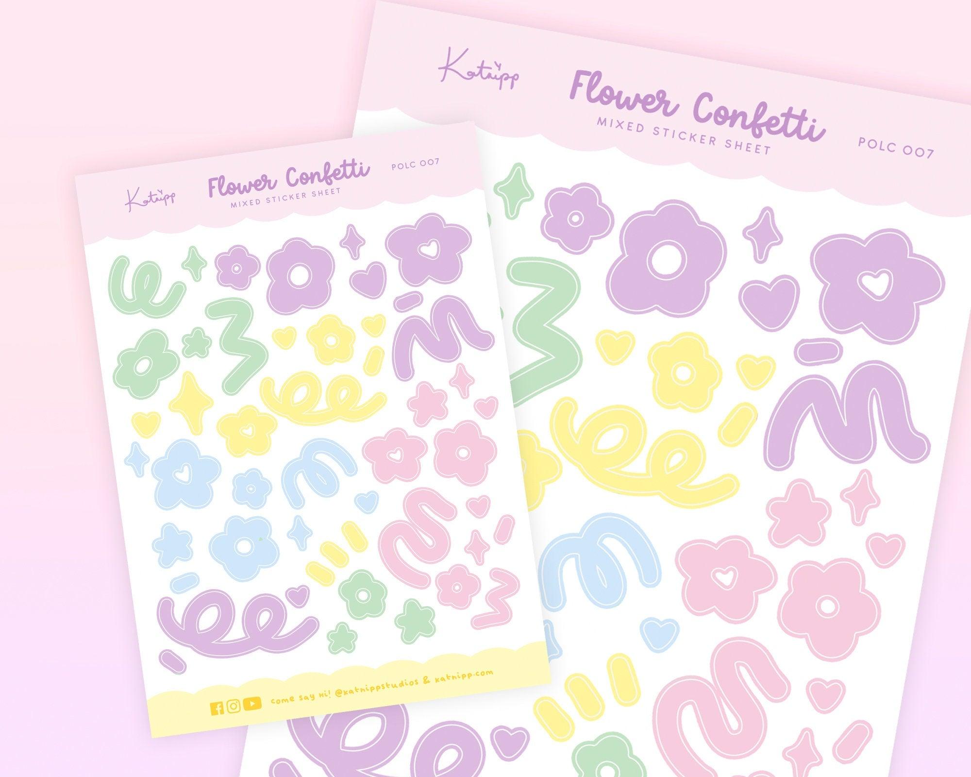 Pastel Mixed Flower Confetti Polco Deco Planner Stickers ~ POLC007 - Katnipp Illustrations