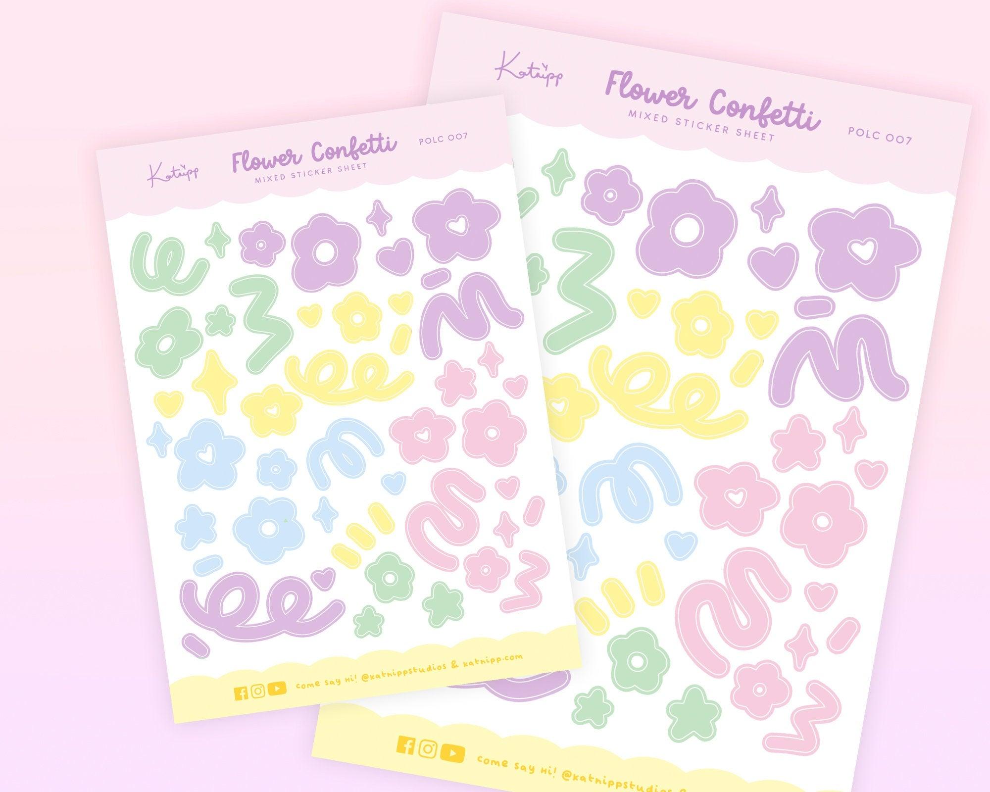 Pastel Mixed Flower Confetti Polco Deco Planner Stickers ~ POLC007 - Katnipp Illustrations