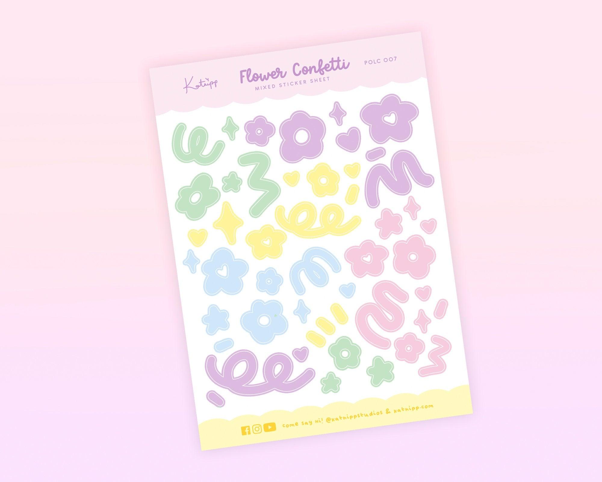 Pastel Mixed Flower Confetti Polco Deco Planner Stickers ~ POLC007 - Katnipp Illustrations