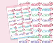 Period Tracker Bar Planner Sticker Sheet | Kawaii Monthly Cycle Tracker Stickers A6 | PERIOD002 Katnipp character product