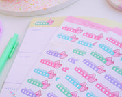 Period Tracker Bar Planner Sticker Sheet | Kawaii Monthly Cycle Tracker Stickers A6 | PERIOD002 Katnipp character product