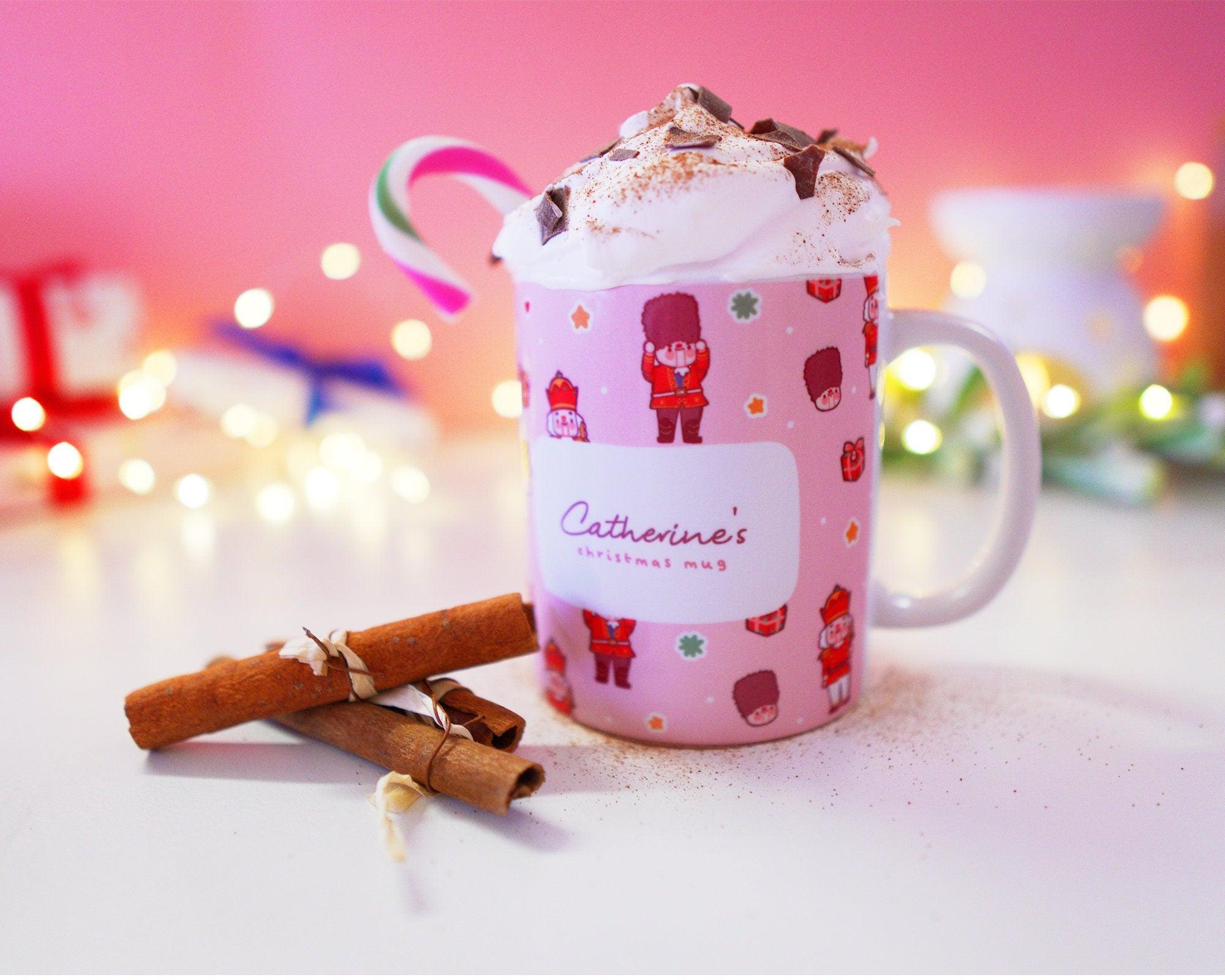 Personalised Christmas Mug ~ Nutcracker Pink Kawaii Mug - Katnipp Illustrations