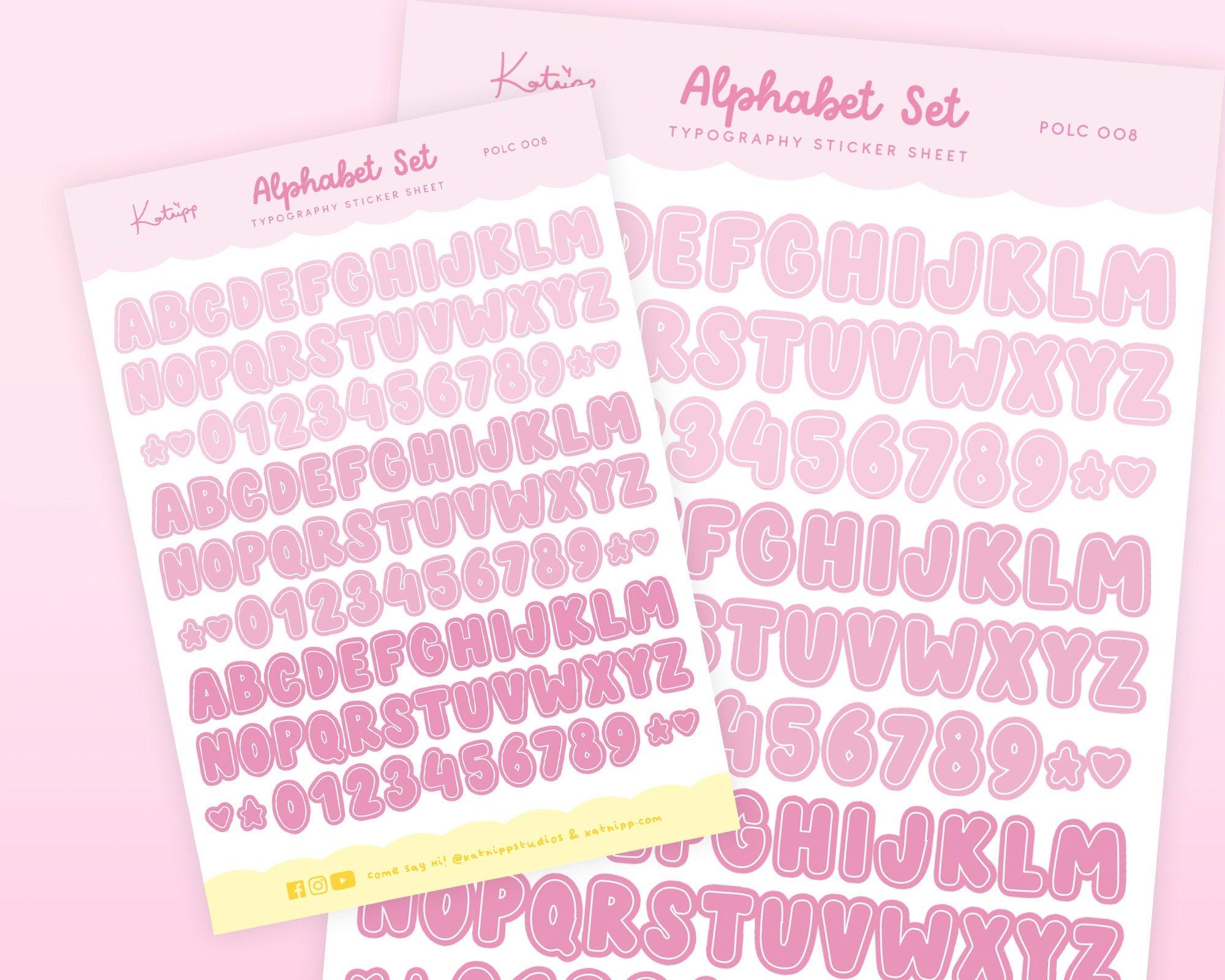Pink Alphabet Planner Sticker Sheet | Letter Stickers | POLC008 Katnipp character product