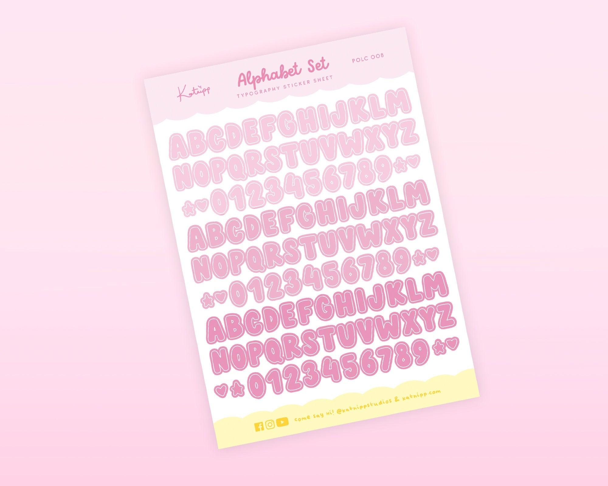 Pink Alphabet Planner Sticker Sheet | Letter Stickers | POLC008 Katnipp character product