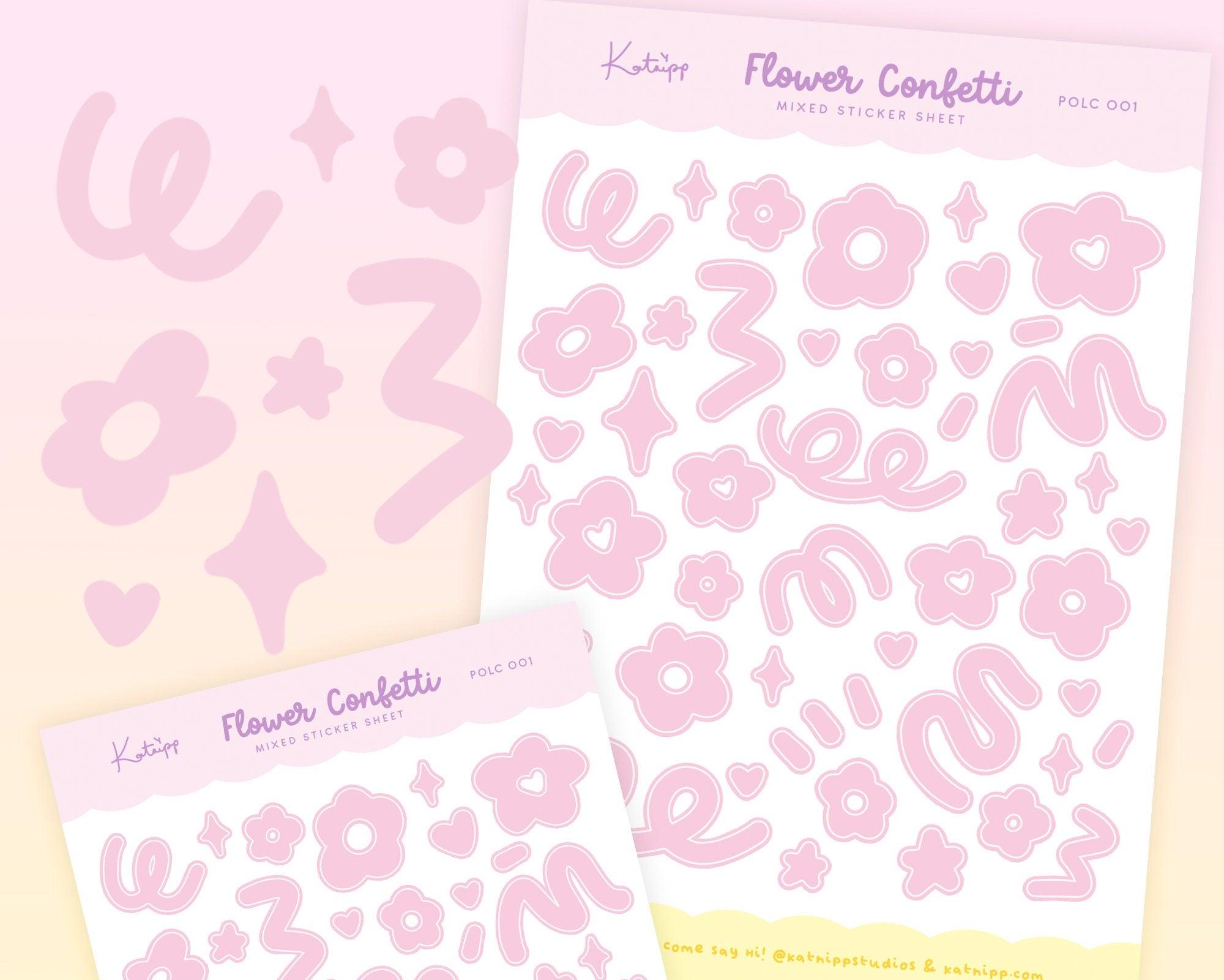Pink Flower Confetti Polco Deco Planner Stickers ~ POLC001 - Katnipp Illustrations