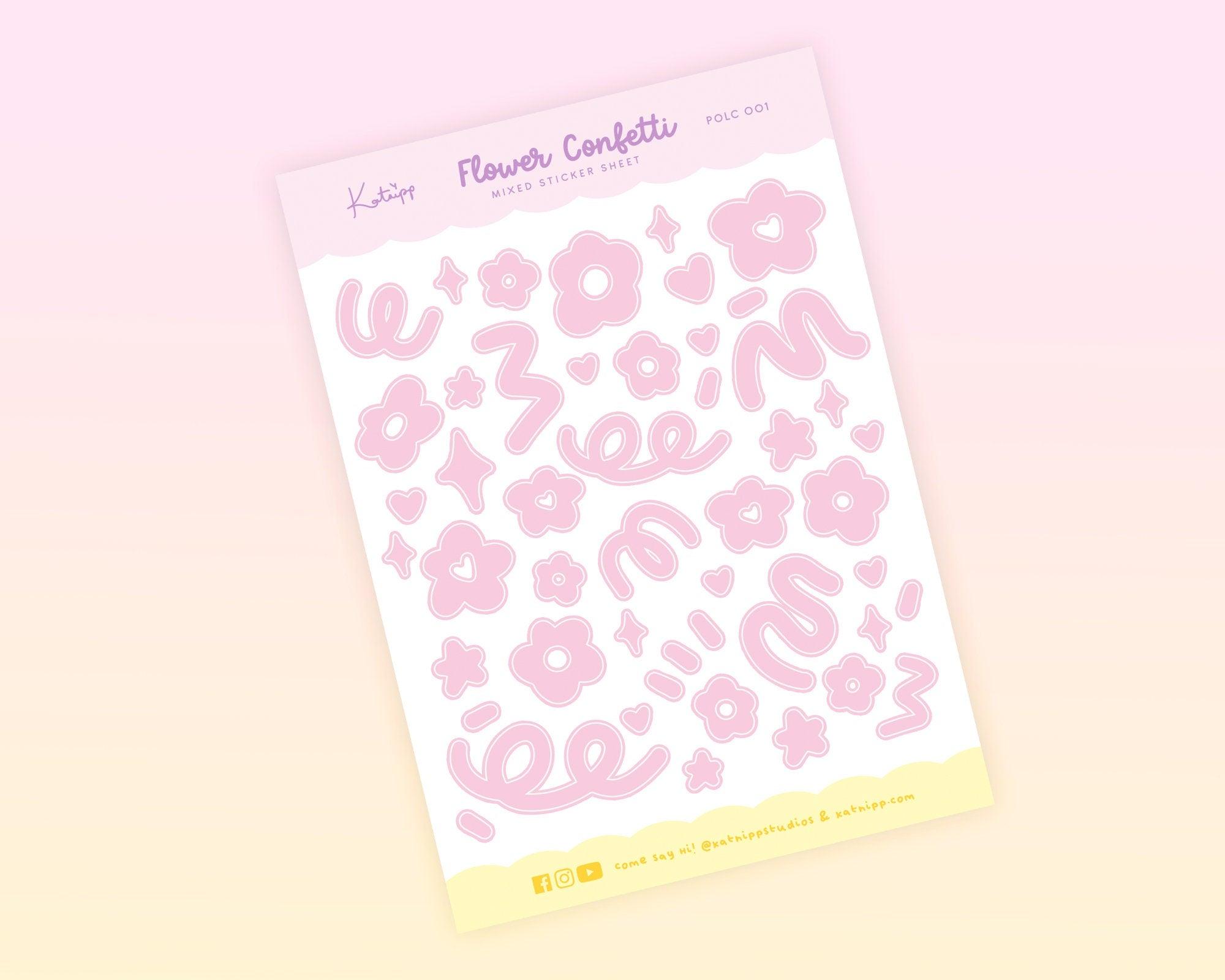 Pink Flower Confetti Polco Deco Planner Stickers ~ POLC001 - Katnipp Illustrations