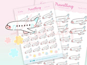 Plane Travel Planner Stickers | Kawaii Aeroplane Stickers for Planners & Bullet Journals | TRAVEL002 Katnipp character product