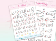 Plane Travel Planner Stickers | Kawaii Aeroplane Stickers for Planners & Bullet Journals | TRAVEL002 Katnipp character product