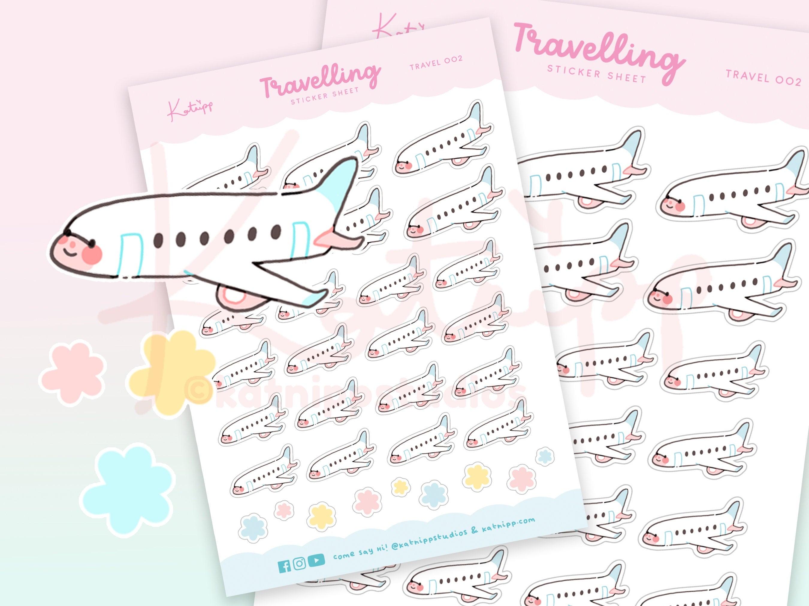Plane Travel Planner Stickers ~ TRAVEL002 - Katnipp Illustrations