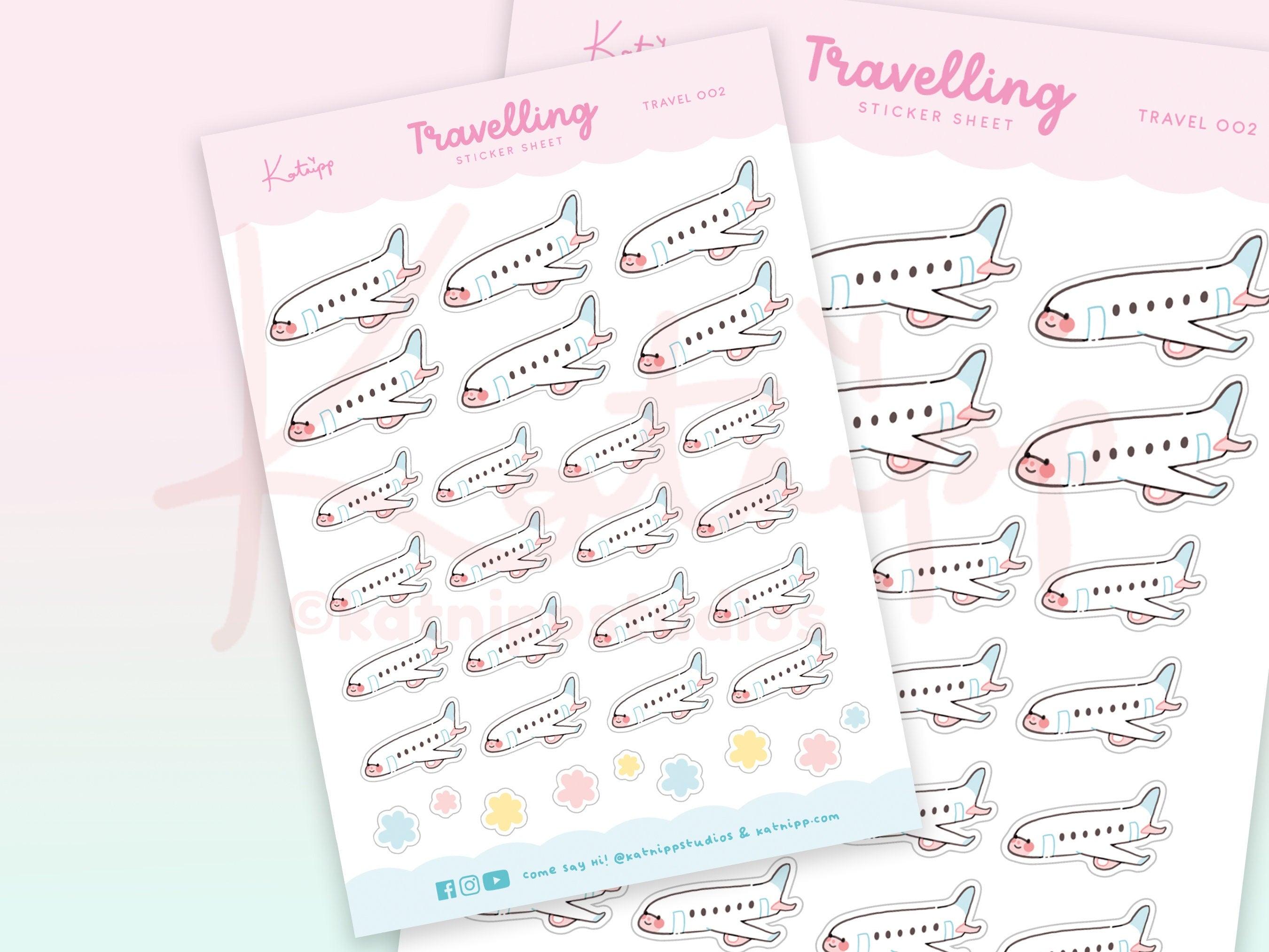 Plane Travel Planner Stickers ~ TRAVEL002 - Katnipp Illustrations