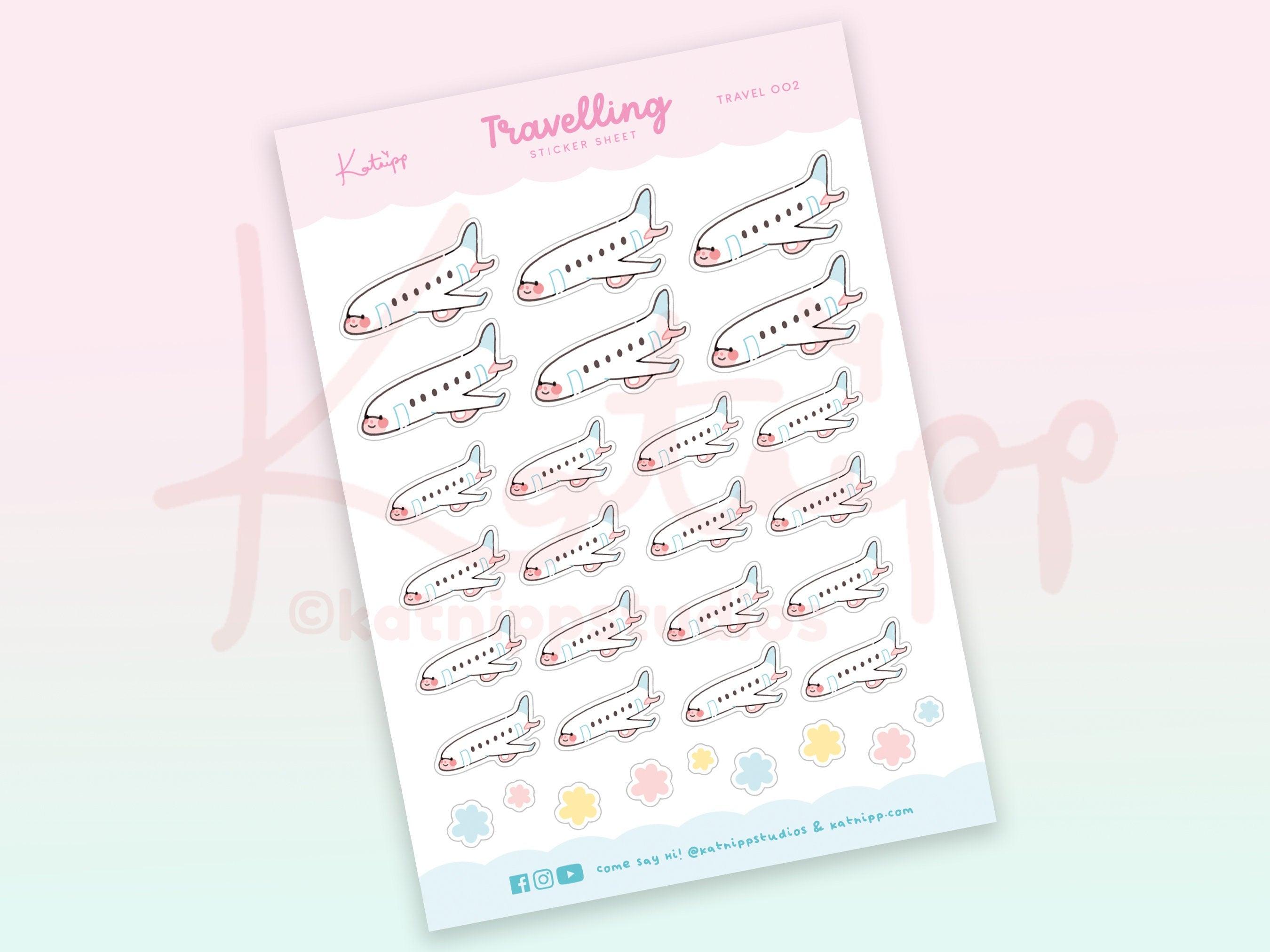 Plane Travel Planner Stickers ~ TRAVEL002 - Katnipp Illustrations