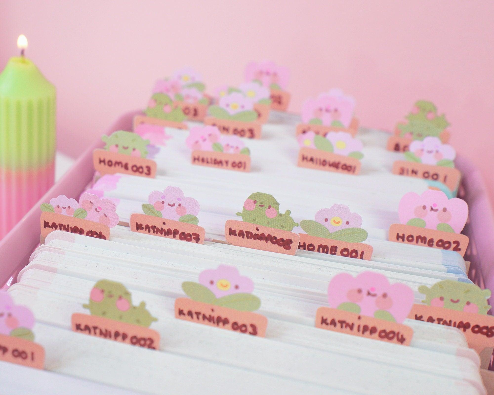 Plant Pot Friends Index Tabs | A5 Kawaii Planner & Journal Organiser Stickers | ID001 Katnipp character product