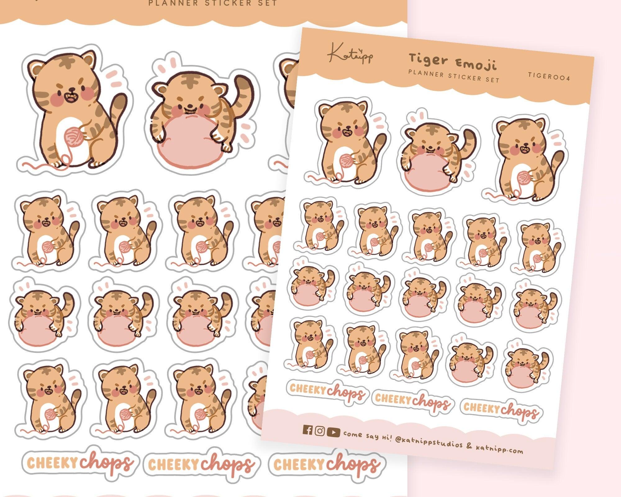 Playful Cute Tiger Emoji Planner Stickers ~ TIGER004 - Katnipp Illustrations