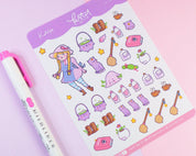 Primrose Pastel Witch A6 Sticker Sheet | Kawaii Witch Planner Stickers | PW001 Katnipp character product