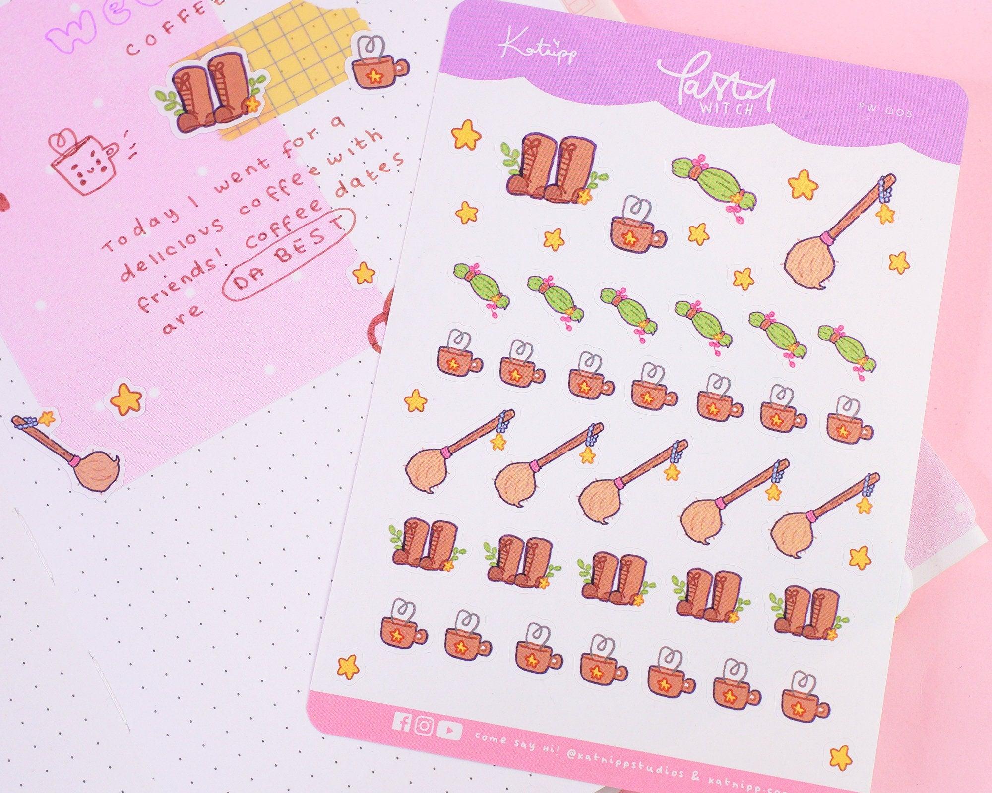 Primrose Witch Accessories A6 Sticker Sheet | Kawaii Planner Stickers | PW005 Katnipp character product