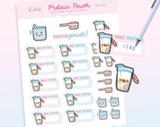 Protein Tracker Planner Stickers | Kawaii Bariatric Protein Log Sticker Sheet | WLS006 Katnipp character product