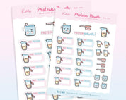 Protein Tracker Planner Stickers | Kawaii Bariatric Protein Log Sticker Sheet | WLS006 Katnipp character product