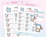 Protein Tracker Planner Stickers | Kawaii Bariatric Protein Log Sticker Sheet | WLS006 Katnipp character product