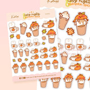 Pumpkin Spice Latte A6 Sticker Sheet | Autumn Planner Stickers | PP002 Katnipp character product
