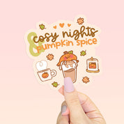 Pumpkin Spice Vinyl Sticker | Kawaii Autumn Gourdo Katnipp character product