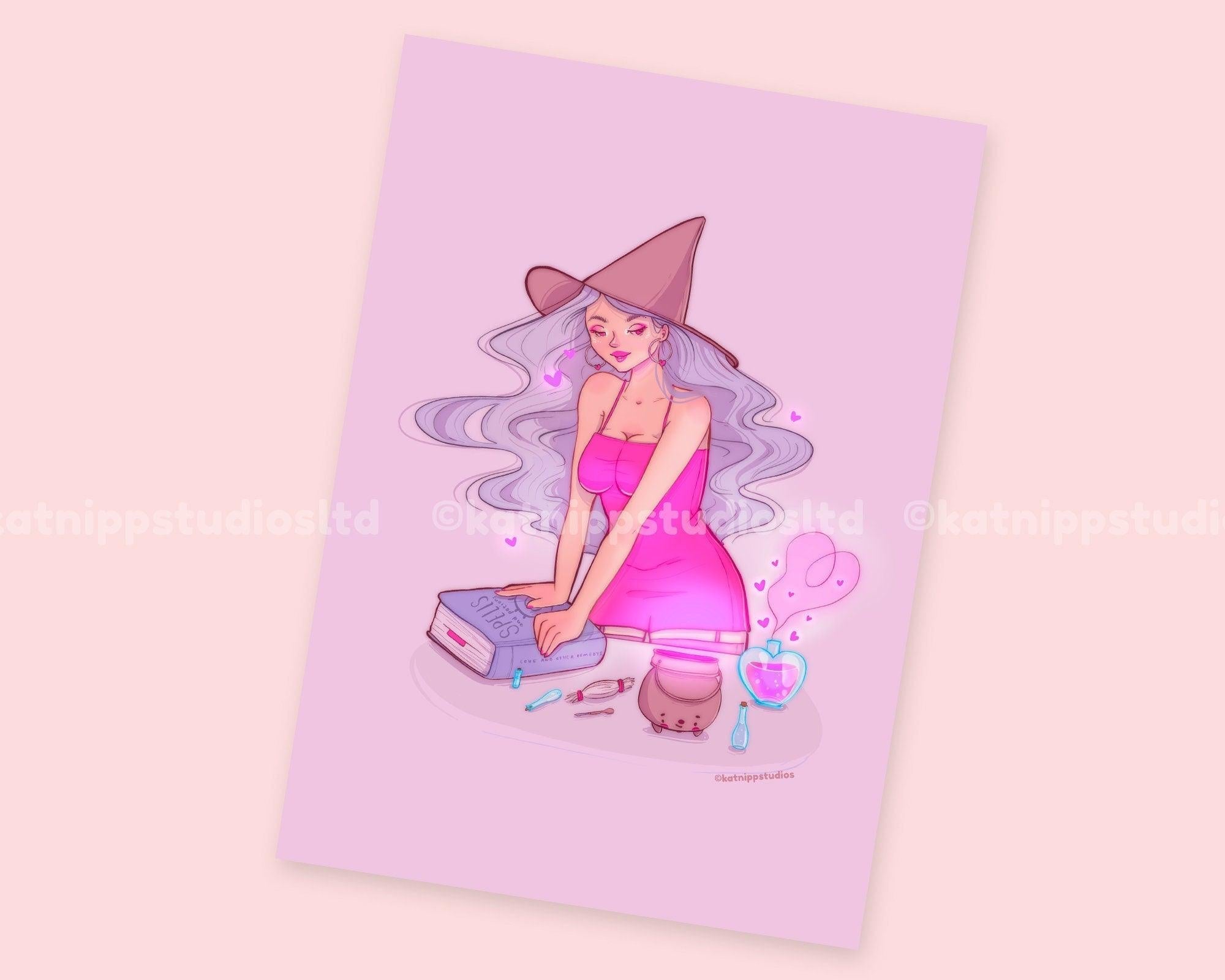 Purple Witch Art Print ~ Love Potion - Katnipp Illustrations