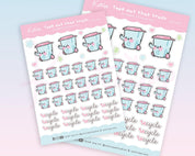 Recycle Day Kawaii Planner Sticker Sheet | Cute Recycling Reminder Stickers A6 | BIN003 Katnipp character product