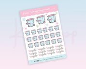 Recycle Day Kawaii Planner Sticker Sheet | Cute Recycling Reminder Stickers A6 | BIN003 Katnipp character product