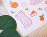 Satsuma the Cat Kawaii Waterproof A5 Vinyl Sticker Sheet - Katnipp Illustrations