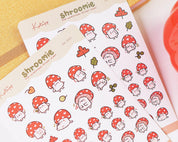 Shroomie Mushroom A6 Planner Stickers | Kawaii Autumn Cottagecore Sticker Sheet | SH001 Katnipp character product