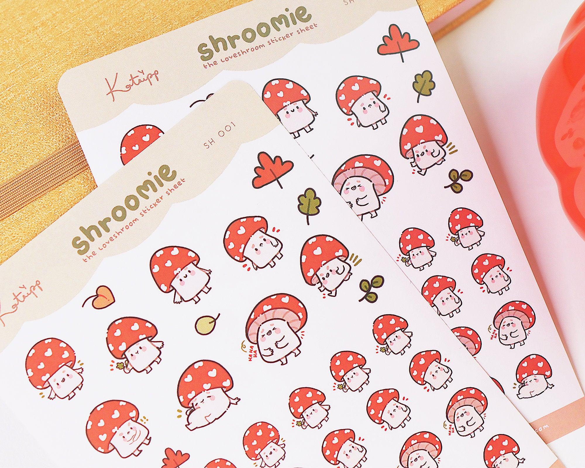 Shroomie Mushroom A6 Planner Stickers | Kawaii Autumn Cottagecore Sticker Sheet | SH001 Katnipp character product