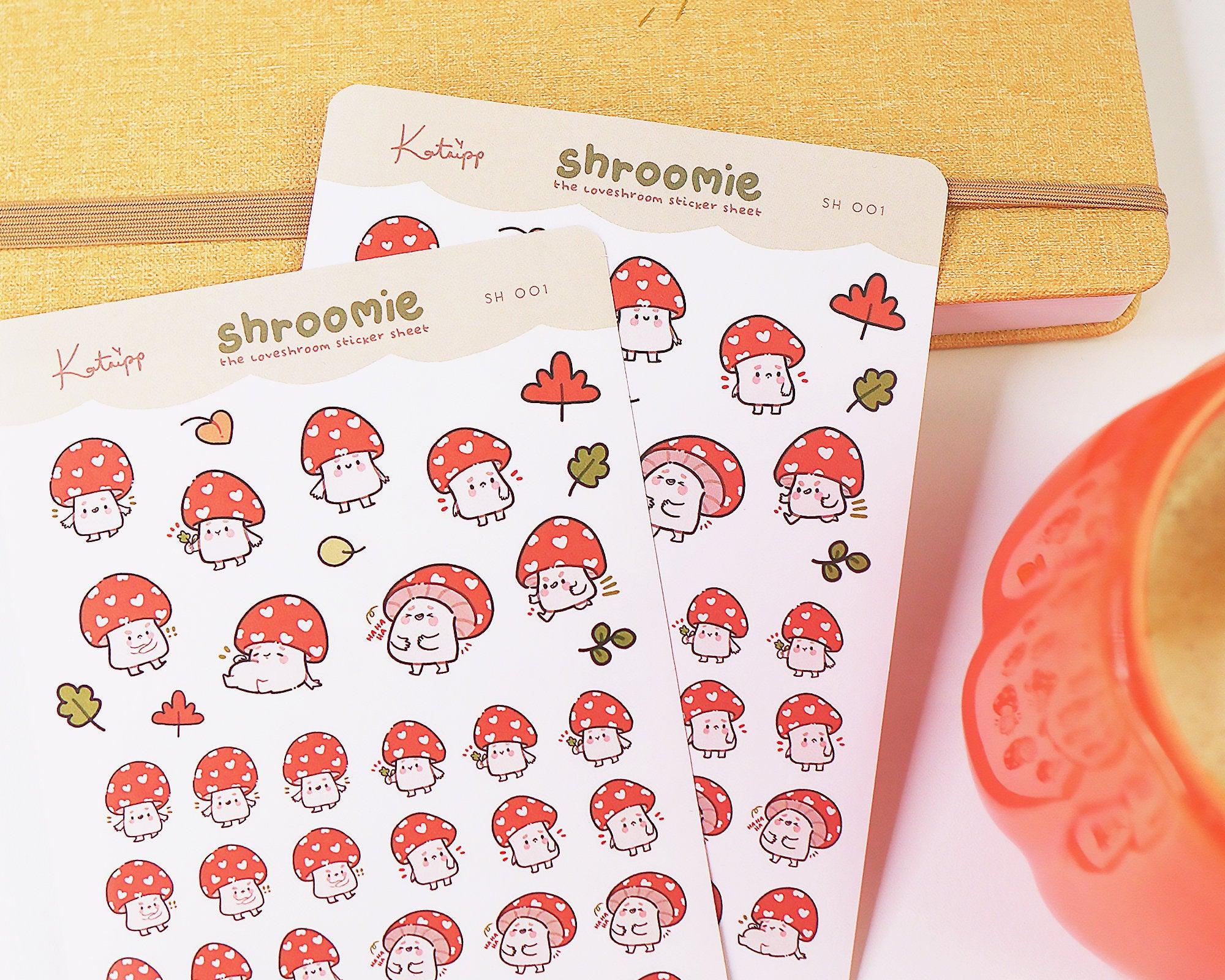 Shroomie Mushroom A6 Planner Stickers | Kawaii Autumn Cottagecore Sticker Sheet | SH001 Katnipp character product
