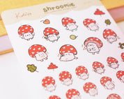 Shroomie Mushroom A6 Planner Stickers | Kawaii Autumn Cottagecore Sticker Sheet | SH001 Katnipp character product