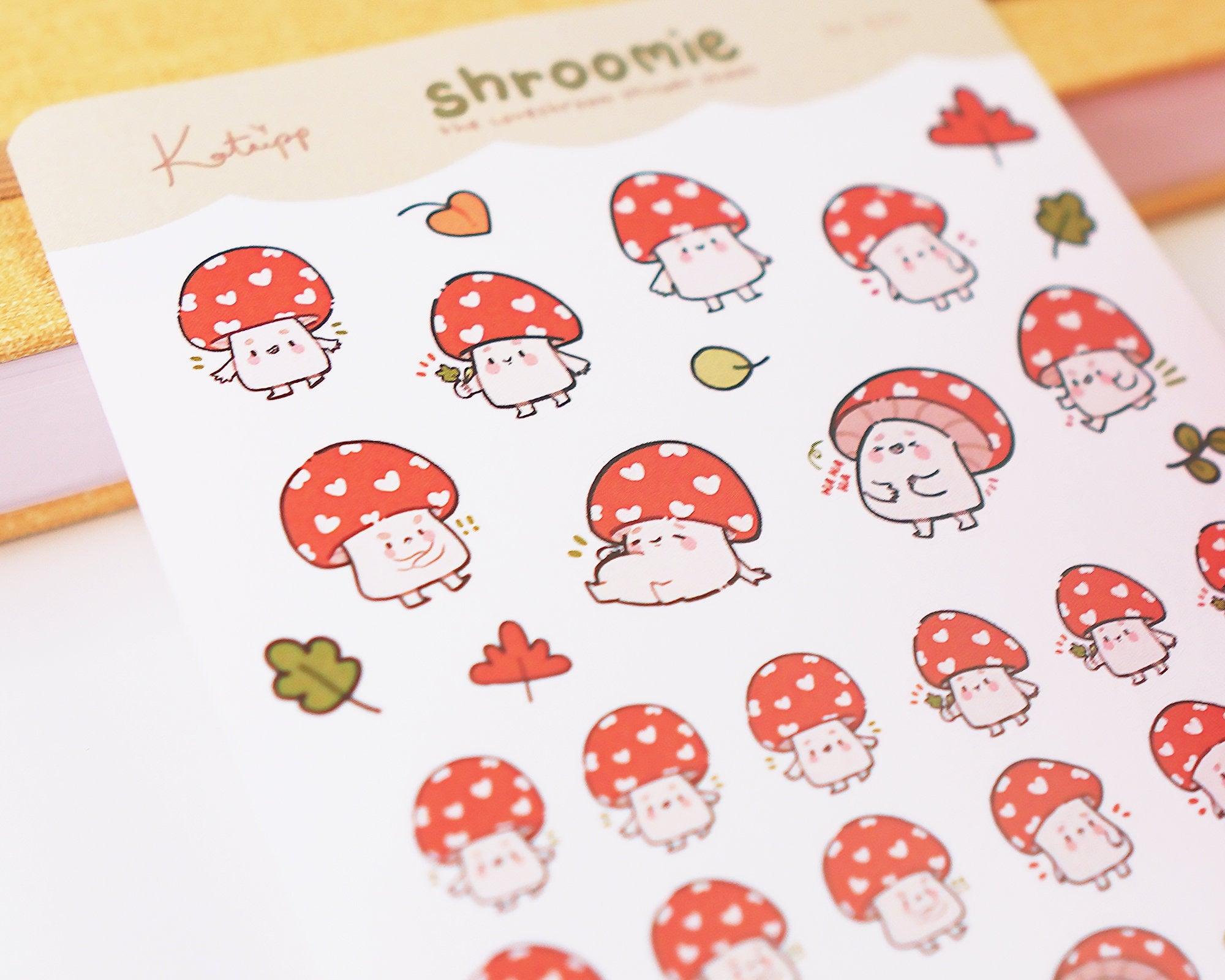 Shroomie Mushroom A6 Planner Stickers | Kawaii Autumn Cottagecore Sticker Sheet | SH001 Katnipp character product