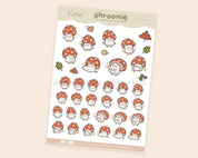 Shroomie Mushroom A6 Planner Stickers | Kawaii Autumn Cottagecore Sticker Sheet | SH001 Katnipp character product