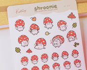Shroomie Mushroom A6 Planner Stickers | Kawaii Autumn Cottagecore Sticker Sheet | SH001 Katnipp character product