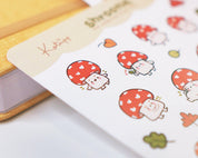 Shroomie Mushroom A6 Planner Stickers | Kawaii Autumn Cottagecore Sticker Sheet | SH001 Katnipp character product