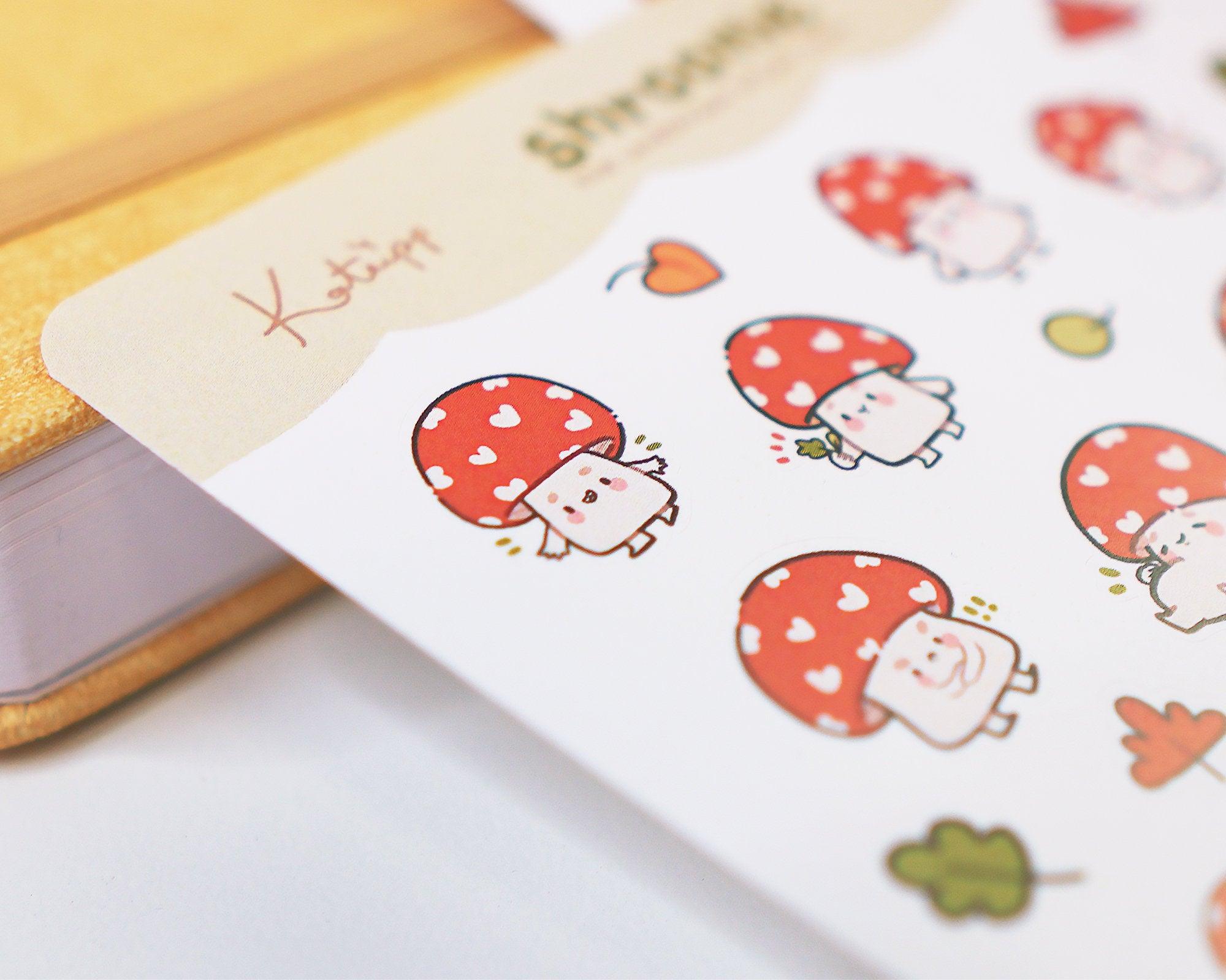 Shroomie Mushroom A6 Planner Stickers | Kawaii Autumn Cottagecore Sticker Sheet | SH001 Katnipp character product