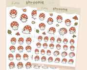Shroomie Mushroom A6 Planner Stickers | Kawaii Autumn Cottagecore Sticker Sheet | SH001 Katnipp character product