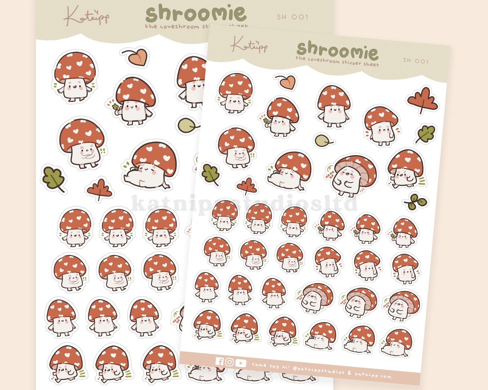 Shroomie Mushroom A6 Planner Stickers | Kawaii Autumn Cottagecore Sticker Sheet | SH001 Katnipp character product
