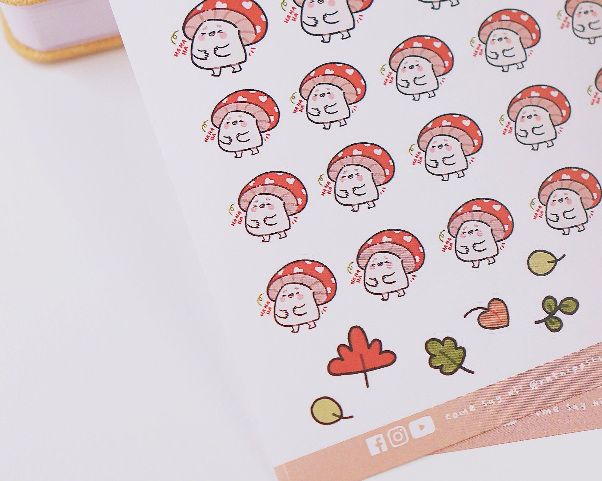 Shroomie Mushroom A6 Planner Stickers | Kawaii Cottagecore Sticker Sheet | SH002 Katnipp character product