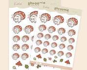 Shroomie Mushroom A6 Planner Stickers | Kawaii Cottagecore Sticker Sheet | SH002 Katnipp character product