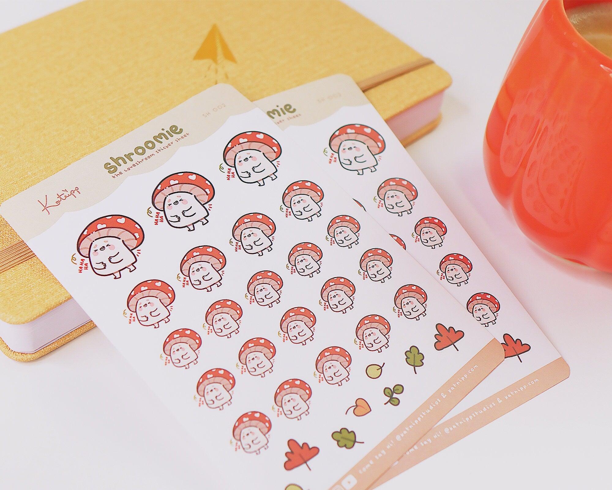 Shroomie Mushroom A6 Planner Stickers | Kawaii Cottagecore Sticker Sheet | SH002 Katnipp character product