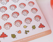 Shroomie Mushroom A6 Planner Stickers | Kawaii Cottagecore Sticker Sheet | SH002 Katnipp character product